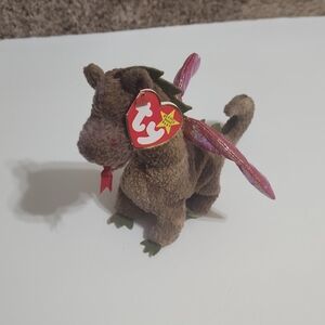 Ty Beanie Babies Brown Dragon Plush with Red Wings Scorch 4/$20